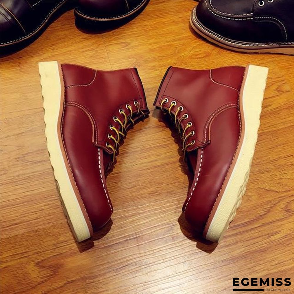 Vintage Men Boots Lace-Up Genuine Leather Boots Wing Men Handmade Work Travel Wedding Ankle Boots Casual Boots | EGEMISS