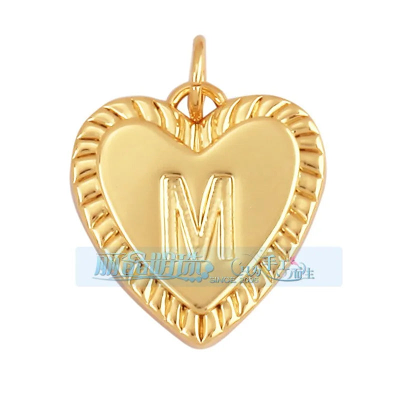 1 Piece 15 * 19mm Hole 5~5.9mm Copper Zircon Letter Heart Shape Pendant Jewelry Accessories