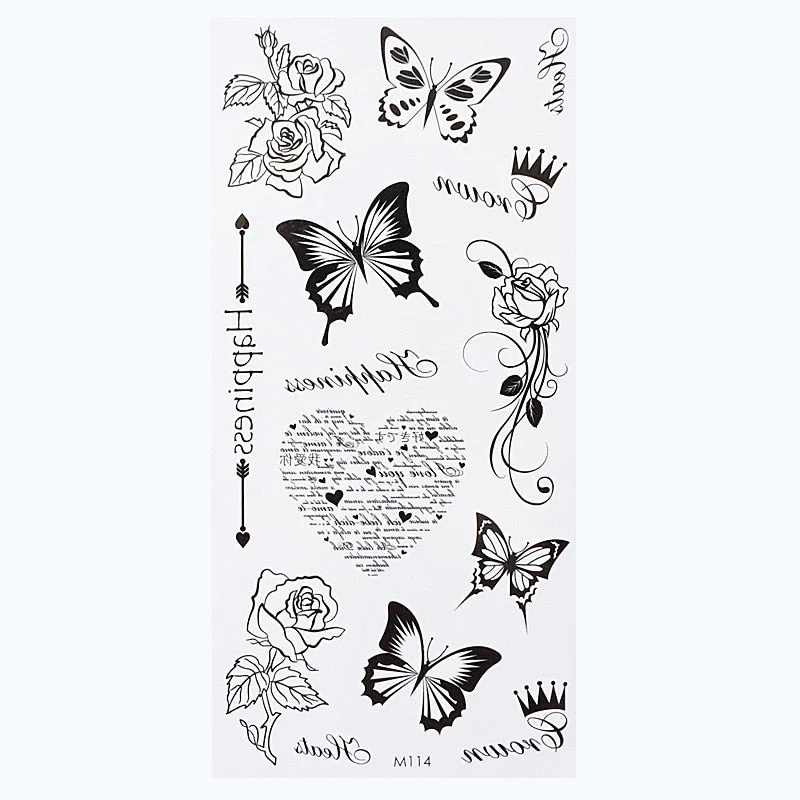 Temporary English Word Tattoo Stickers Black Letters Body Art Tattoos Sticker Waterproof For Temporary Tattoos