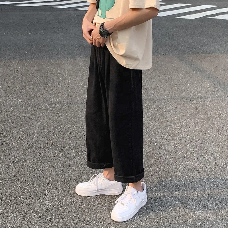 Privathinker Korean Solid Color Men Harem Pants 2021 Men's Cotton Casual Straight Pants Japanese Streetwear Man Trousers