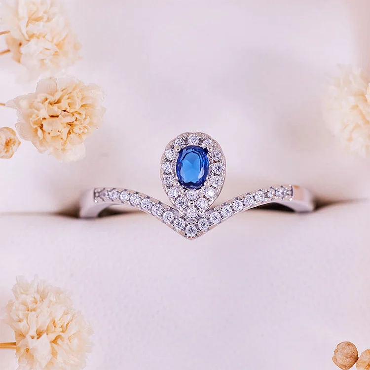 Olivenorma Teardrop Crown Blue Topaz Ring