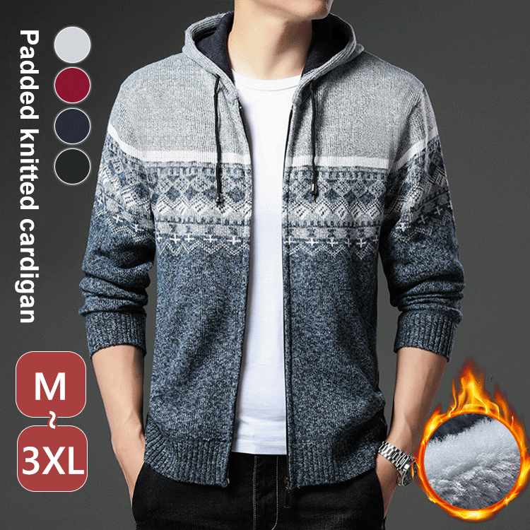 Men's Knitted Hooded Cardigan Jacket
