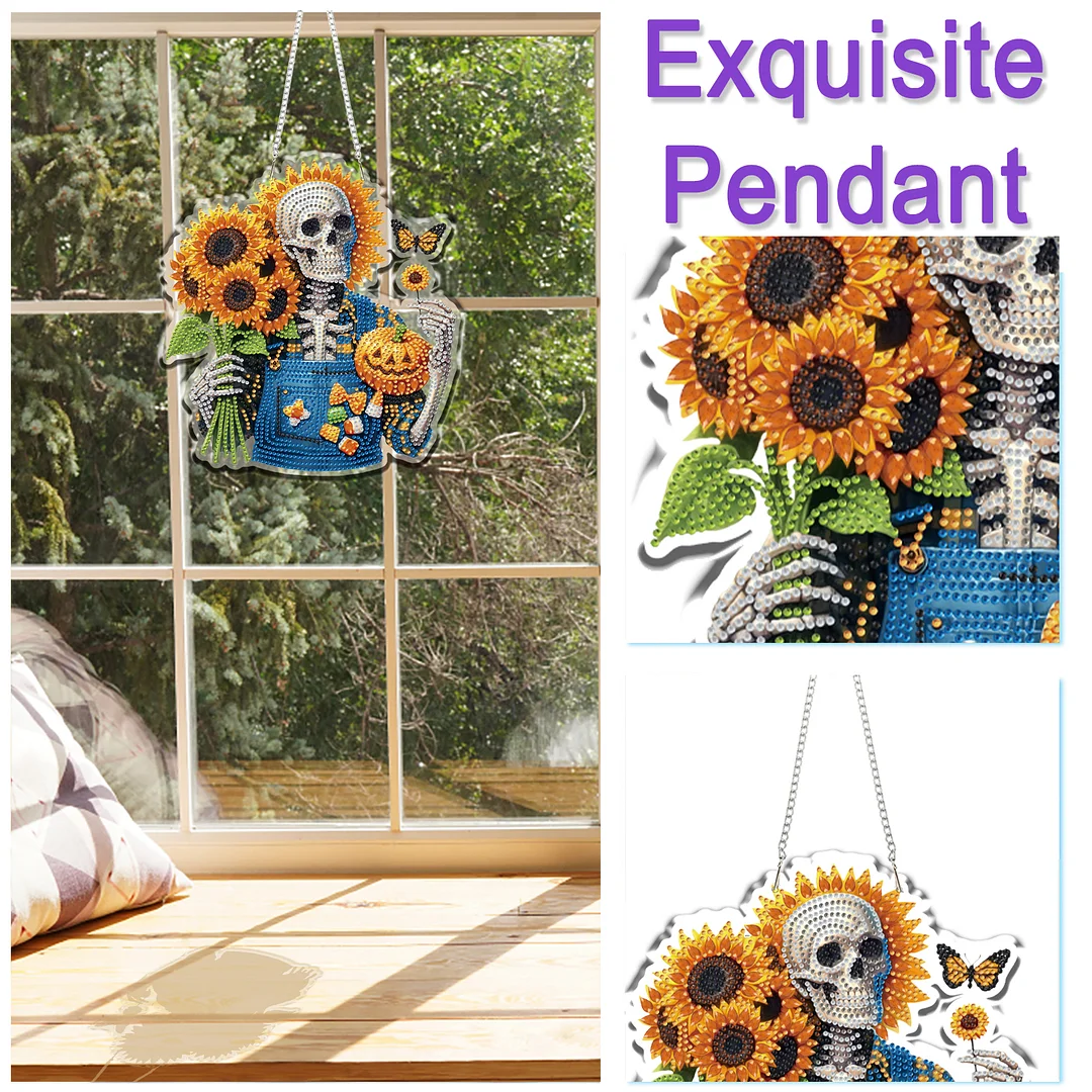 Skull 2D/Flat DIY Acrylic Special Shape Hanging Diamond Art Kits Wall Door Decor