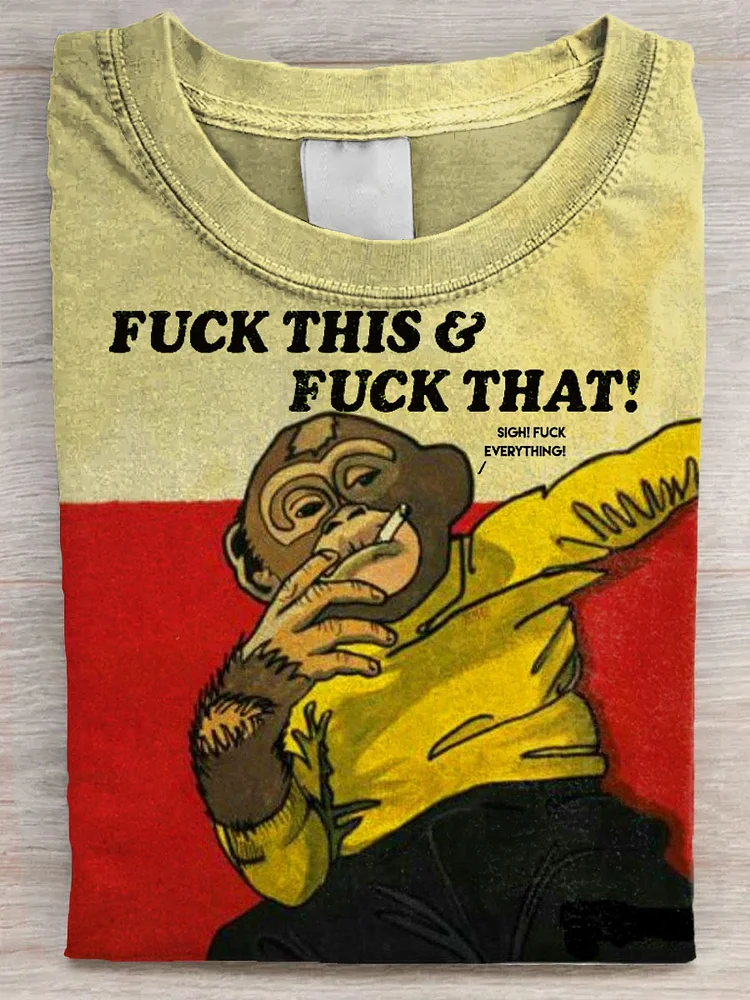 Teecade Teecade Vintage Funny Fuck Everything Art Print T-shirt