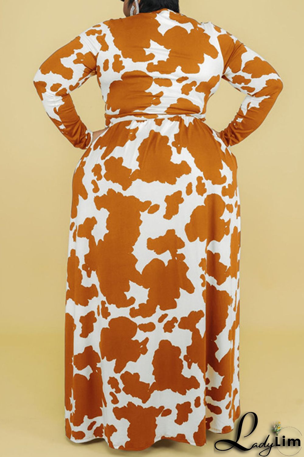 Burgundy Casual Print Bandage Patchwork V Neck Straight Plus Size Dresses