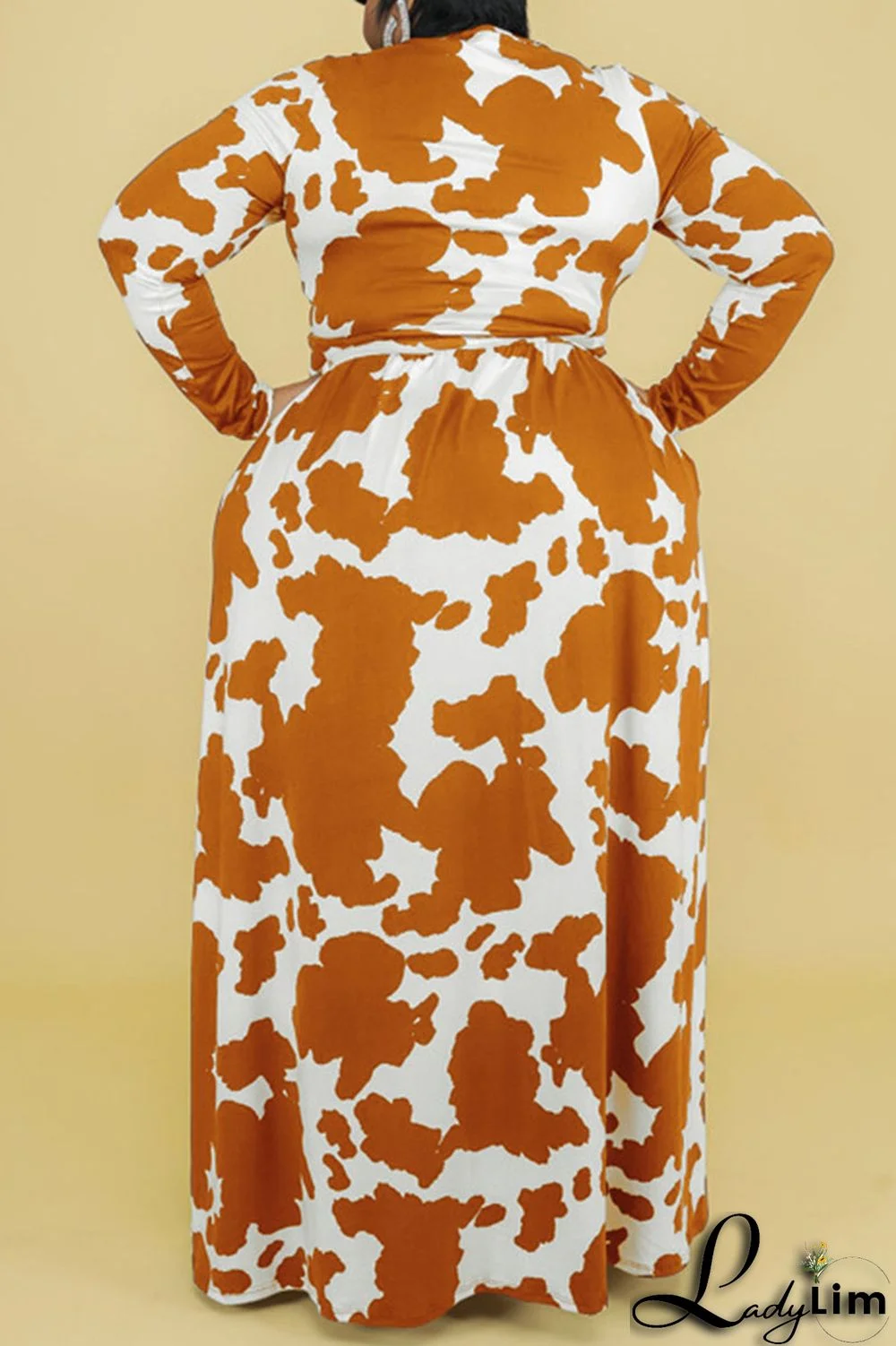 Burgundy Casual Print Bandage Patchwork V Neck Straight Plus Size Dresses