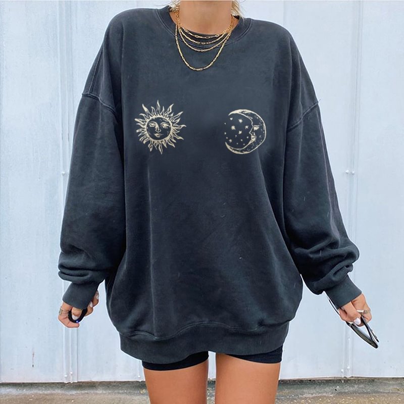   Moon And Sun Printed Women's Casual Sweatshirt - Neojana