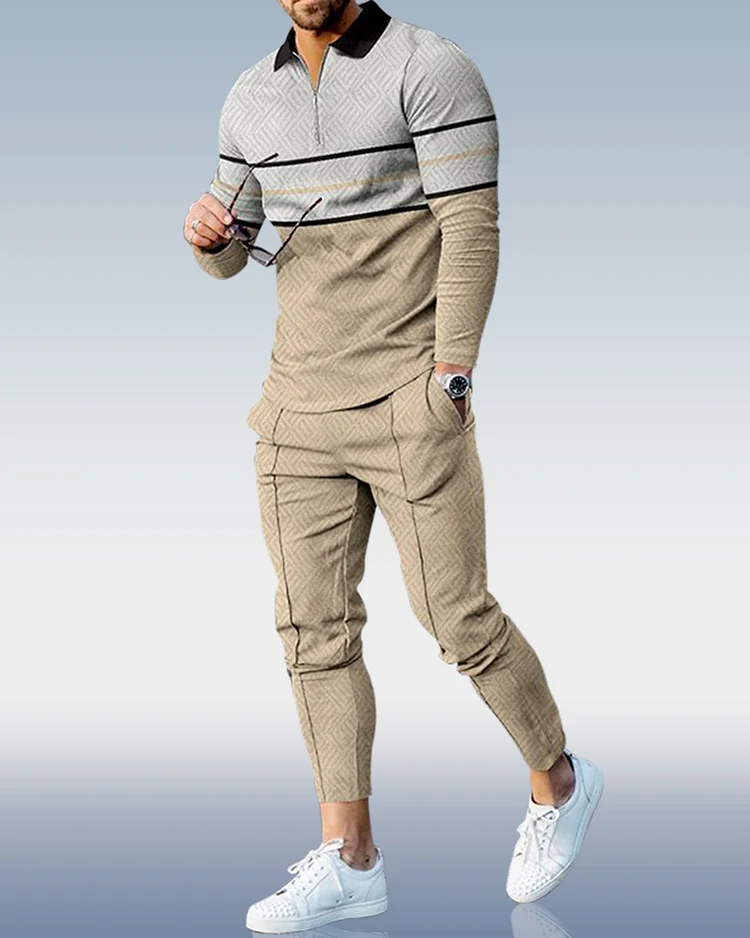 Men's Casual Personality Polo Suit 112
