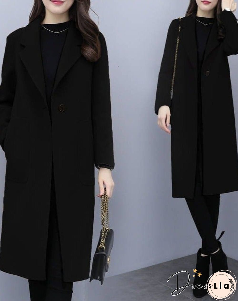 Woolen mid-length coat