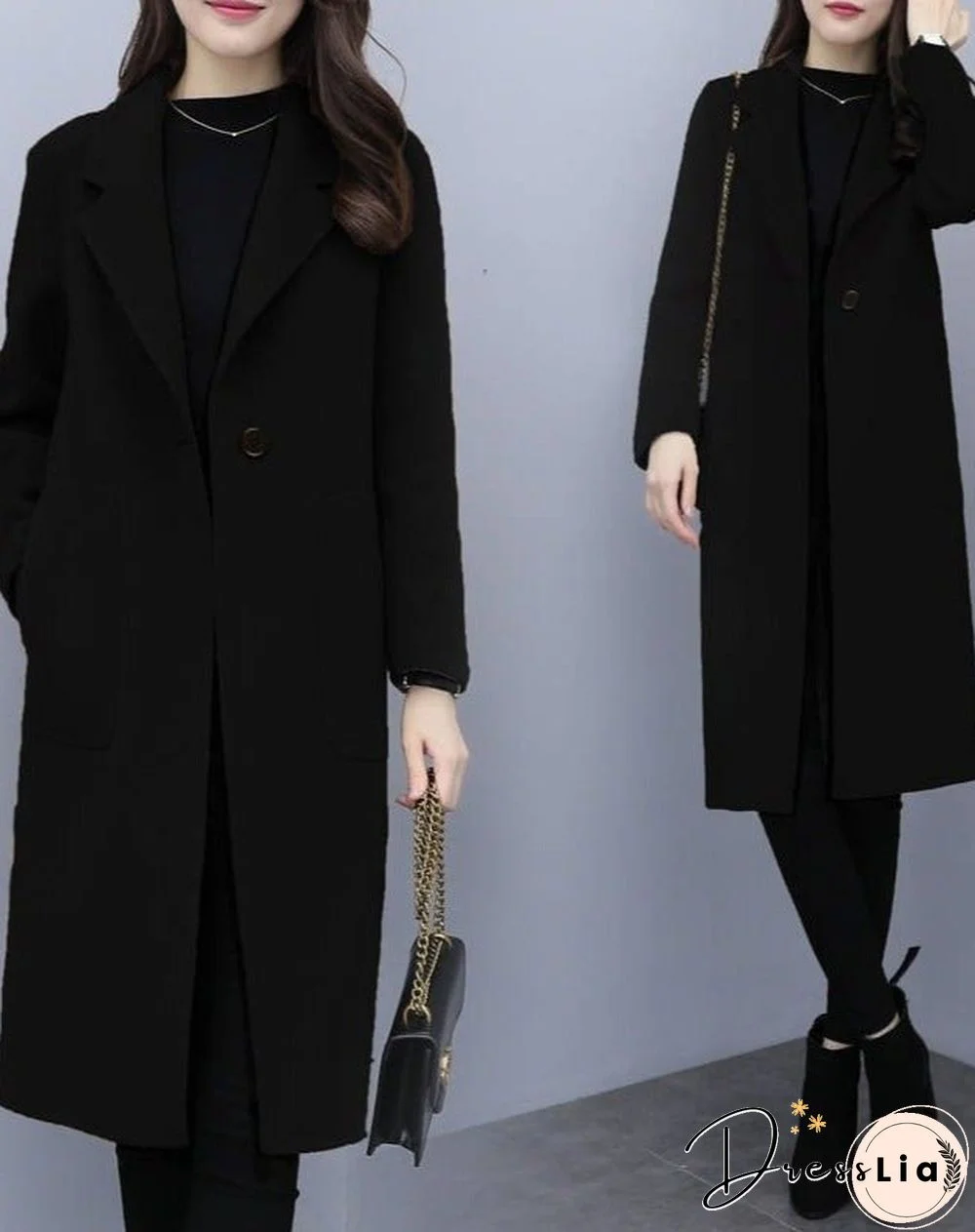 Woolen mid-length coat