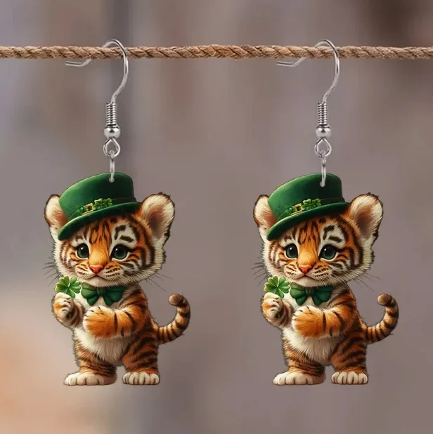 Clover Tiger Earrings