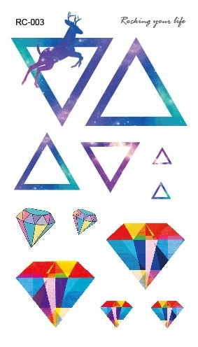 25 Different Waterproof Temporary Tattoo Stickers Fawn Deer Head Fake Tatto Geometric Animal Flash Hand Tatoo For Women Men