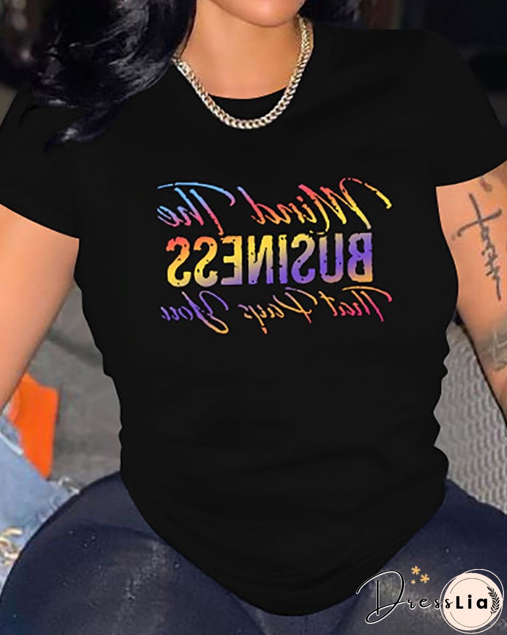 Letter Print Short Sleeve Casual T-shirt