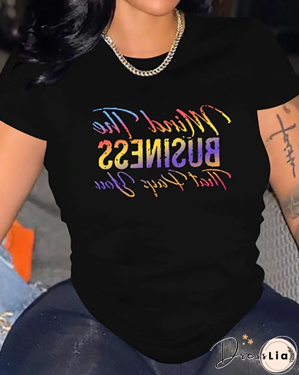 Letter Print Short Sleeve Casual T-shirt