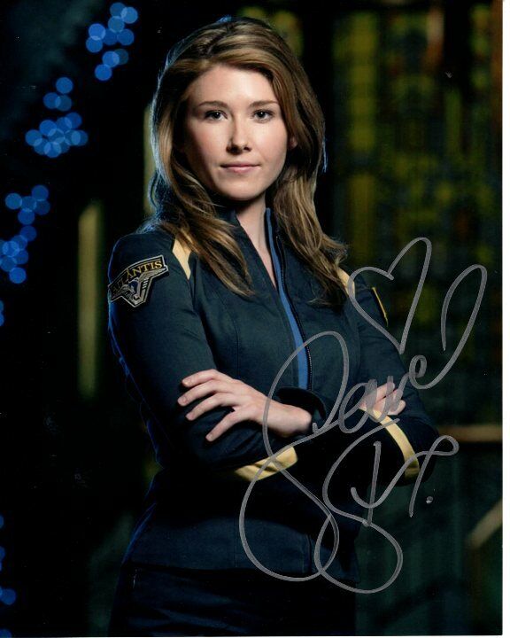 JEWEL STAITE signed STARGATE: ATLANTIS DR. JENNIFER KELLER Photo Poster painting