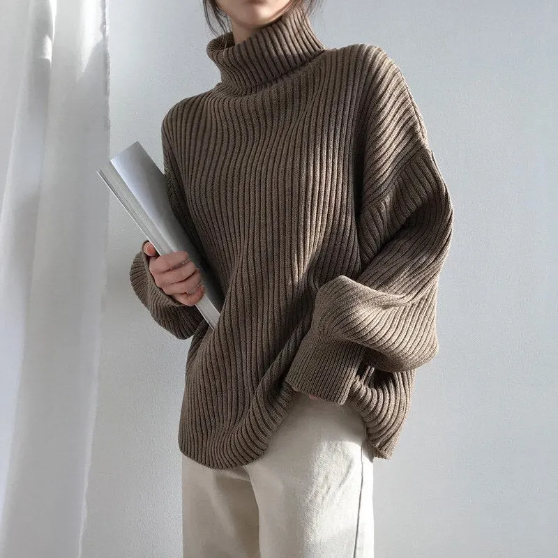 Syiwidii Turtleneck Woman Sweaters Autumn Winter 2021 Fashion New Black Pullovers Long Sleeve Knitted Korean Tops Loose Jumpers