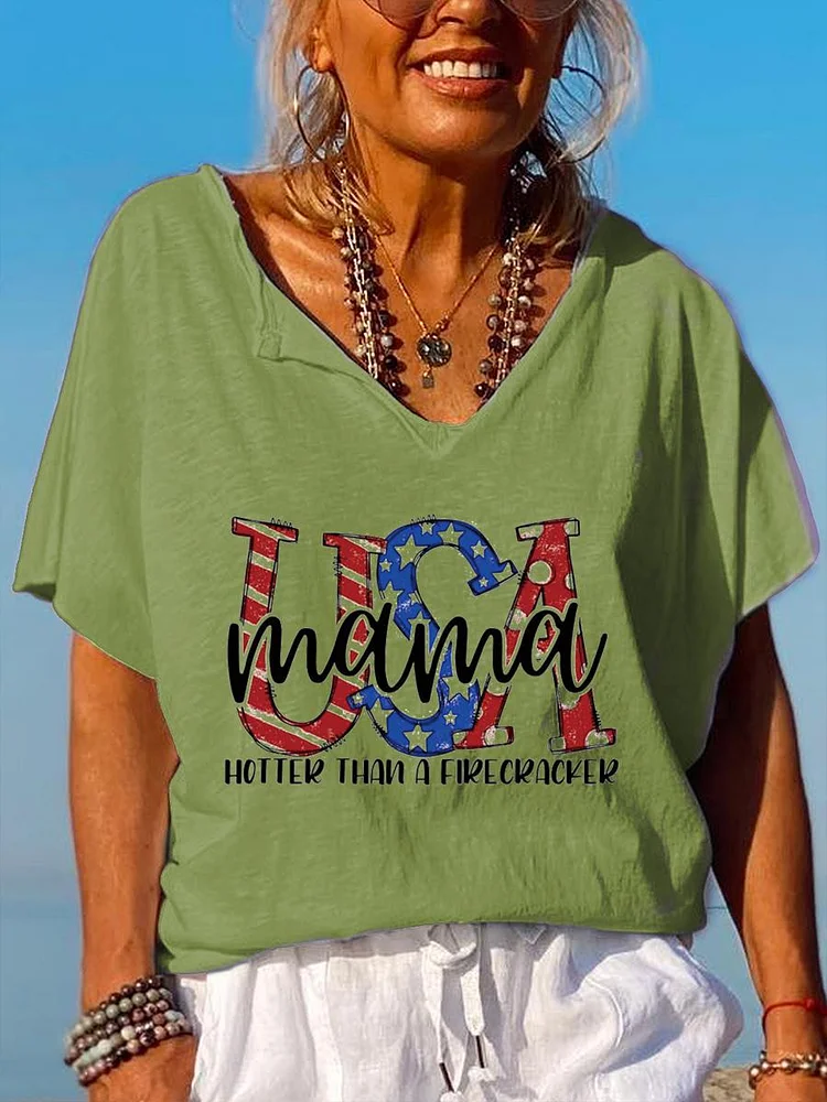 American Independence Day V Neck T-shirt-01796-Annaletters
