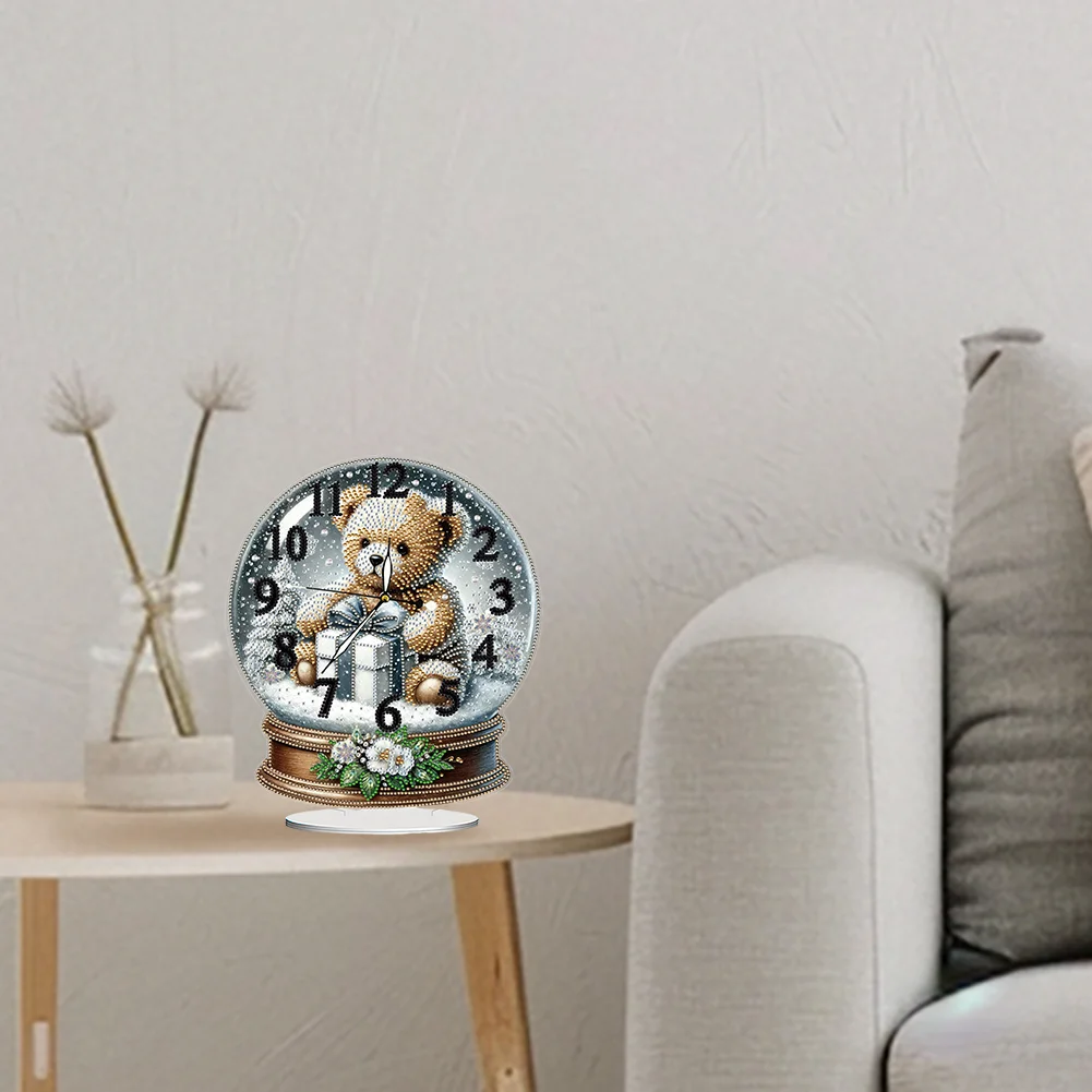 Christmas Crystal Ball Design 2D Flat Acrylic DIY Diamond Painting Clock Kit
