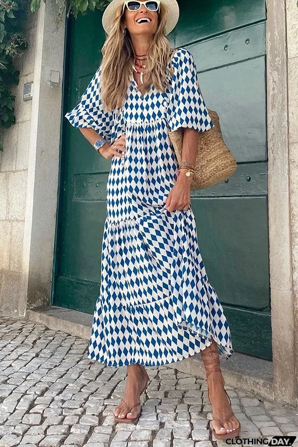 Fabulous Time Puff Sleeve Tiered Midi Dress