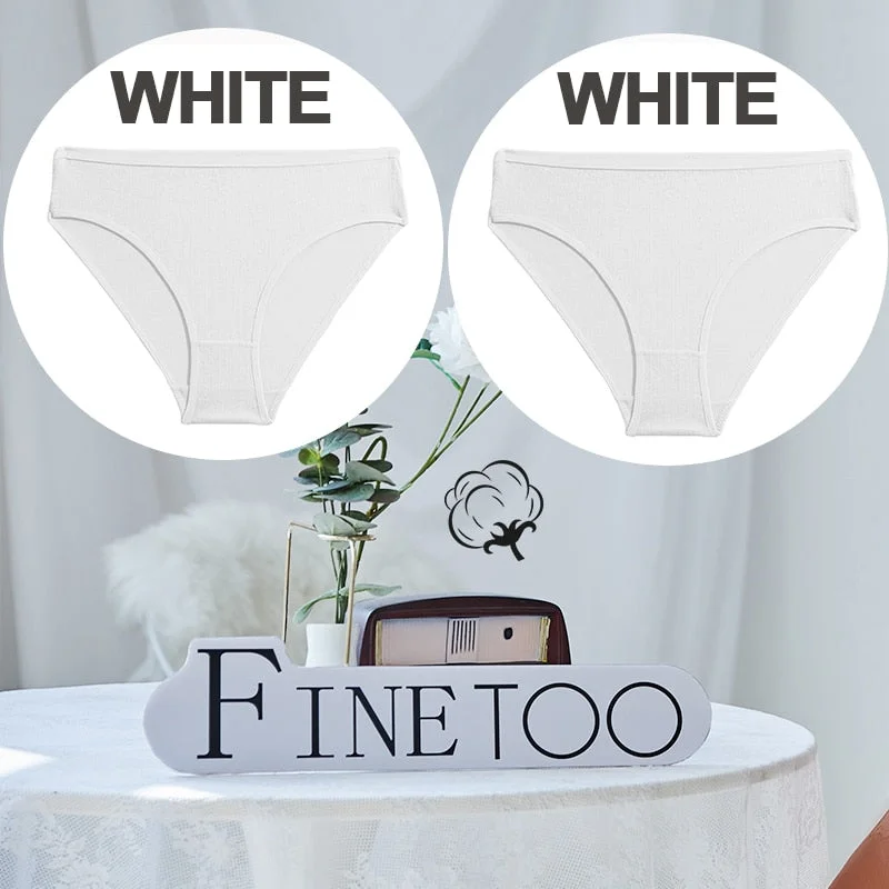 FINETOO 1/2PCS Sexy Panties Women Underwear Cotton Panties Female Underpants Solid Color Soft Woman Briefs M-XL Pantys Lingerie