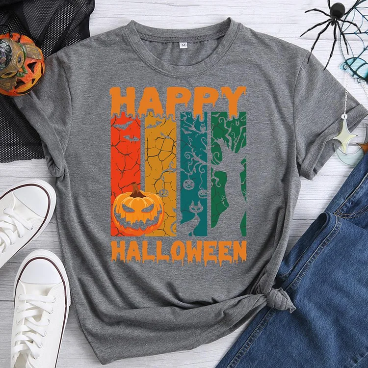 Happy Halloween Round Neck T-shirt-0018709