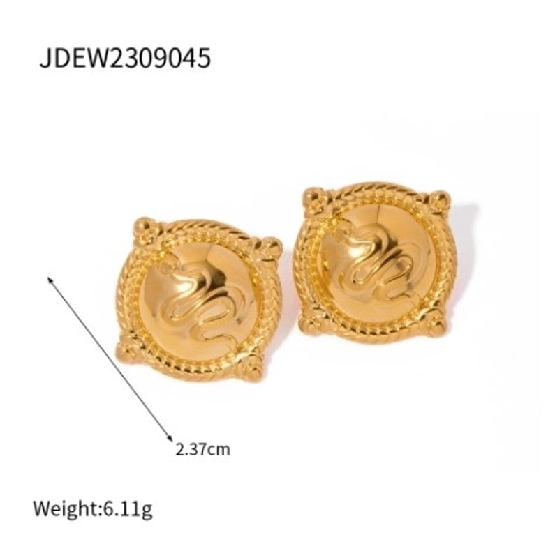 IG Style Snake 304 Stainless Steel 18K Gold Plated Rings Earrings