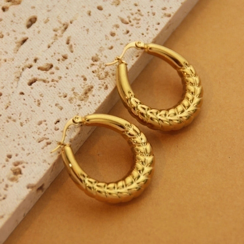 1 Pair Retro Minimalist C Shape U Shape Solid Color Plating Titanium Steel 18k Gold Plated Earrings