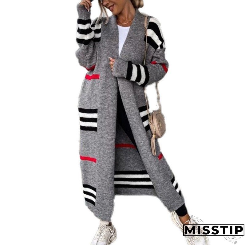 Women's Long Striped Oversized Loose Sleeve Knitwear