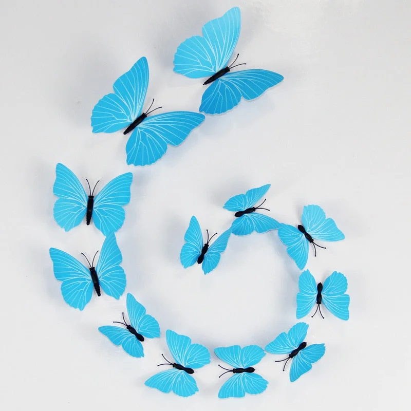 12Pcs/lot Colorful Butterfly Wall Stickers Home Decor DIY 3d Butterflies Fridge Magnet stickers for Party Home Decoration