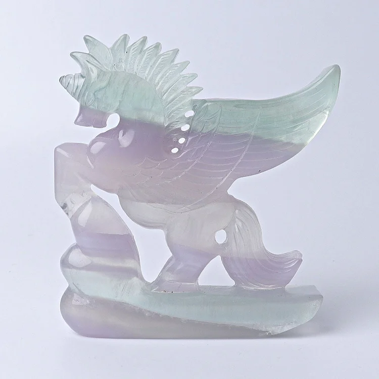 4.5" Fluorite Unicorn Crystal Carvings Animal