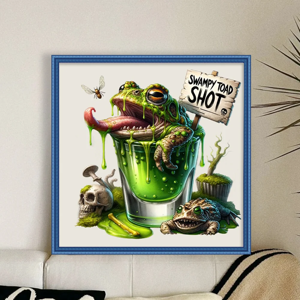 14CT Full Stamped Glass Cross Stitch - Halloween Wine(Canvas|50*50CM)