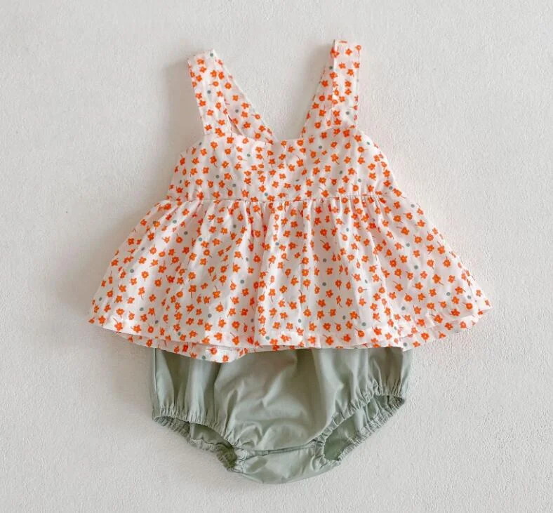 Baby Girls Clothes Set 2021 New Flower T-shirt+PP Shorts Summer Newborn Baby Girls Clothes Infant Baby Girls Clothing Suit