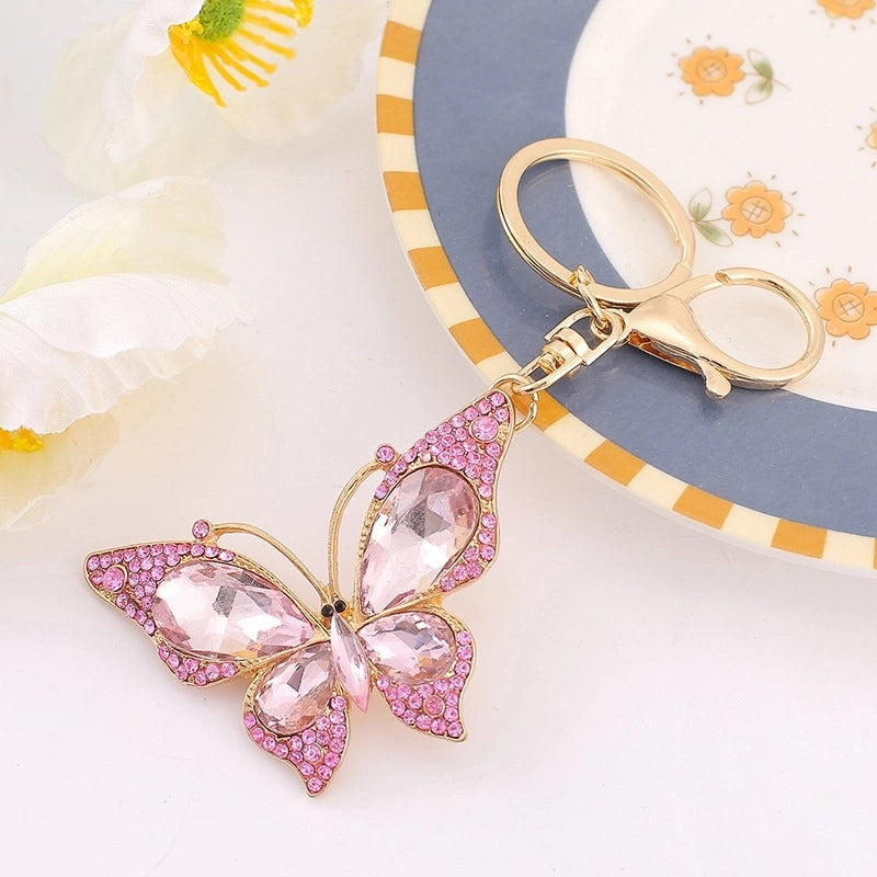 Korean Style Butterfly Metal Inlay Rhinestones Women’s Bag Pendant Keychain