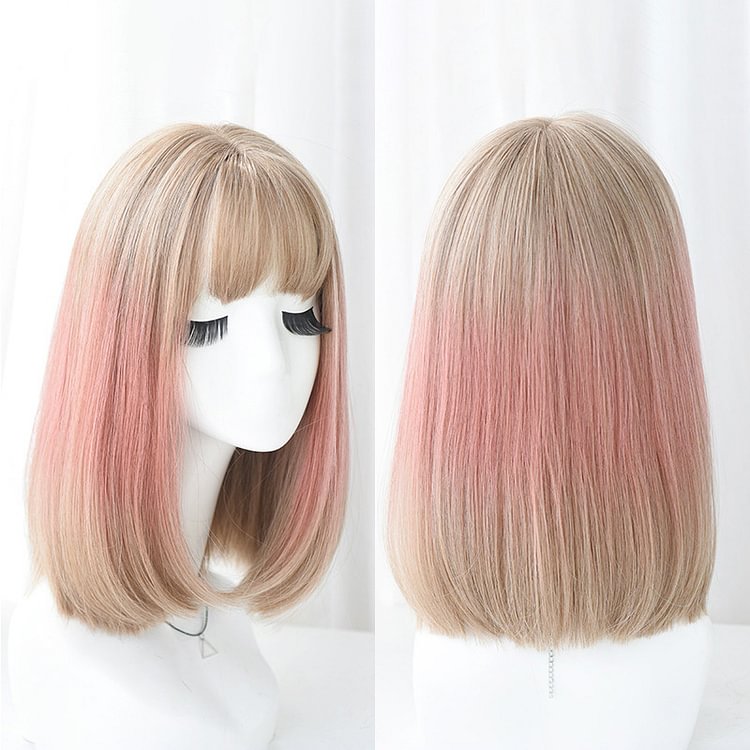Gradient Color Short Straight Wig - Modakawa modakawa