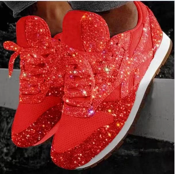 Women Sneakers Bling Wedges Thick Sole Height Increasing Chunky Platform Vulcanized Ladies Loafers Rubber Shoes Zapatos De Mujer