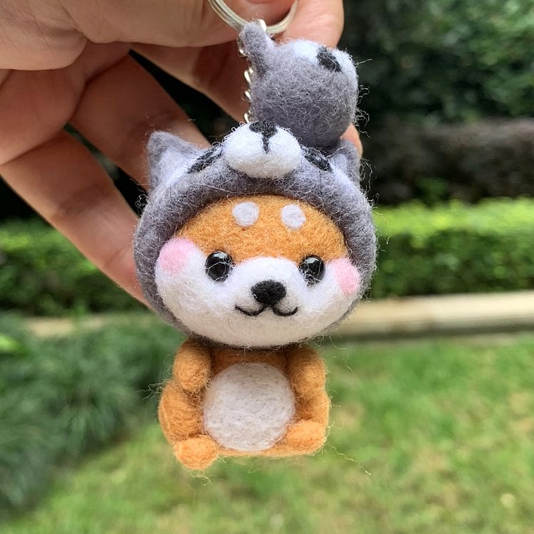 Kawaii Hooded Sily Shiba Inu Needle Felting DIY Pack