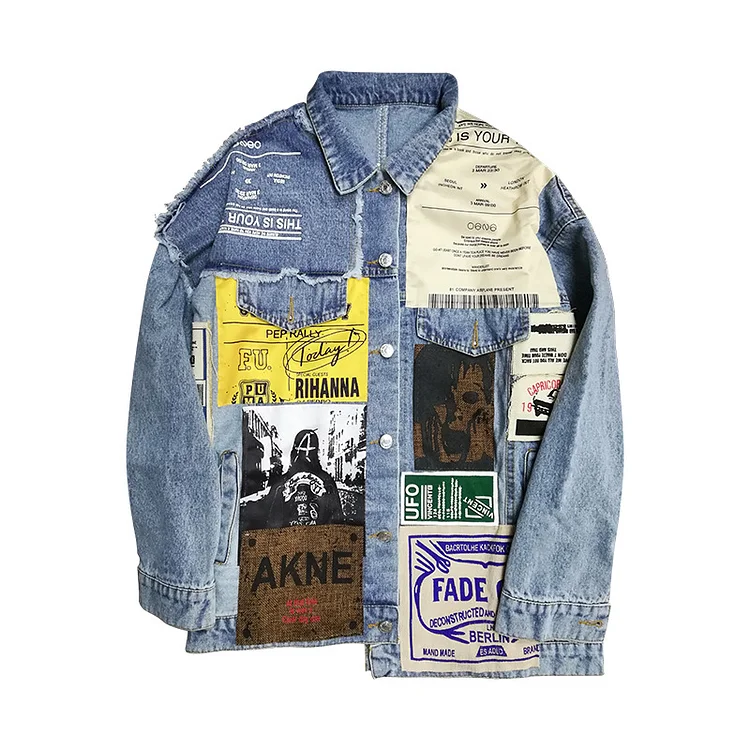 Niche design Splicing Denim Jacket