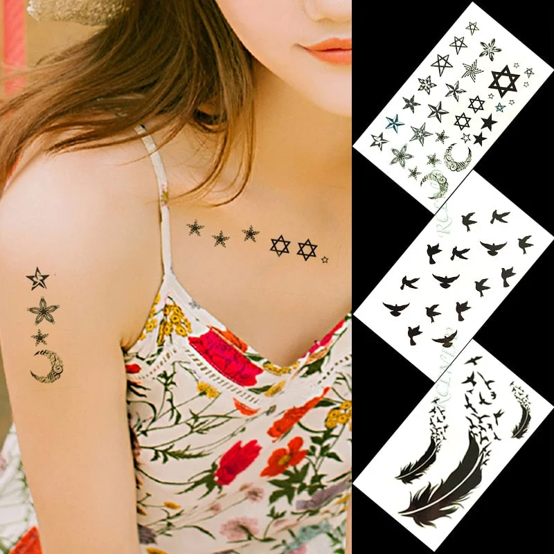 Waterproof Temporary Tattoo Sticker mandala henna bird feather body art tatto flash tatoo fake tattoos for girl women men 4
