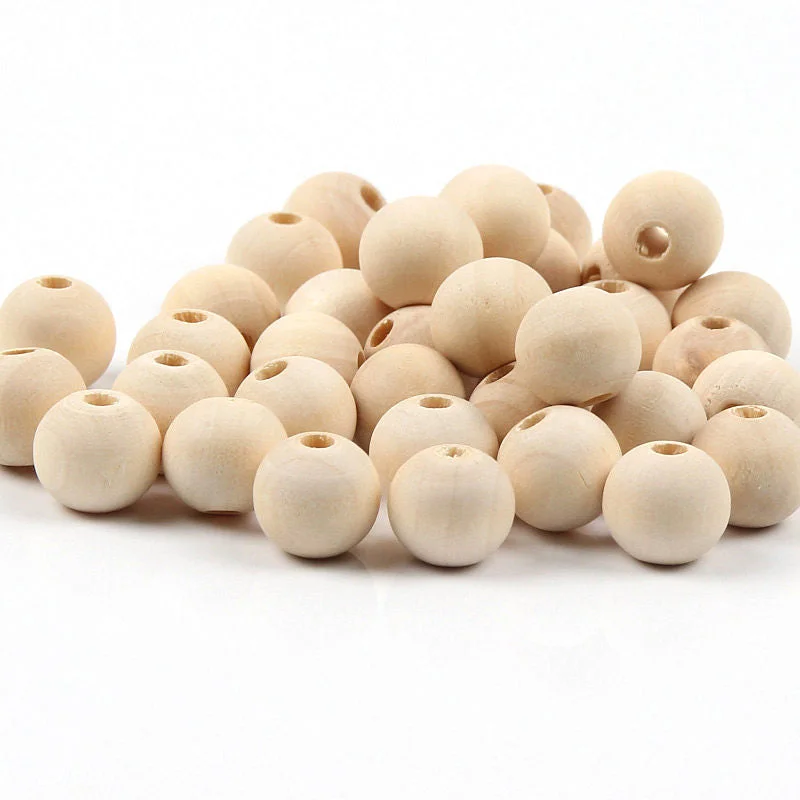 Natural Wooden Beads Lead-free Wood Round Balls For Jewelry Making Diy Children Teething Wood Crafts Home Decoration 4-50mm