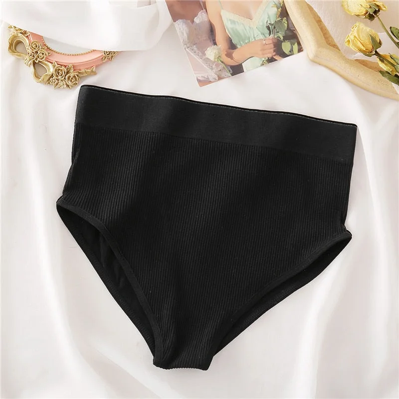 FINETOO High Waist Panties Women Control Shaper Panty S-XL Seamless Underwear Girls Underpants Female Briefs Lingerie 1Pc/2Pcs