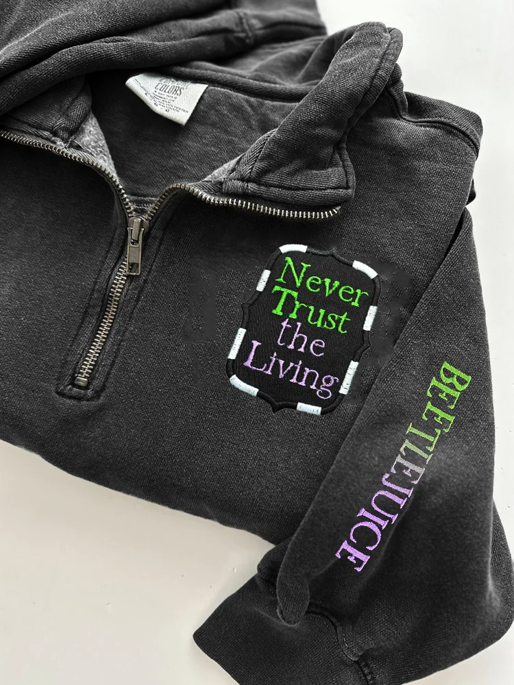 Halloween Horror Movie Gradient Embroidered Zip Up Sweatshirt