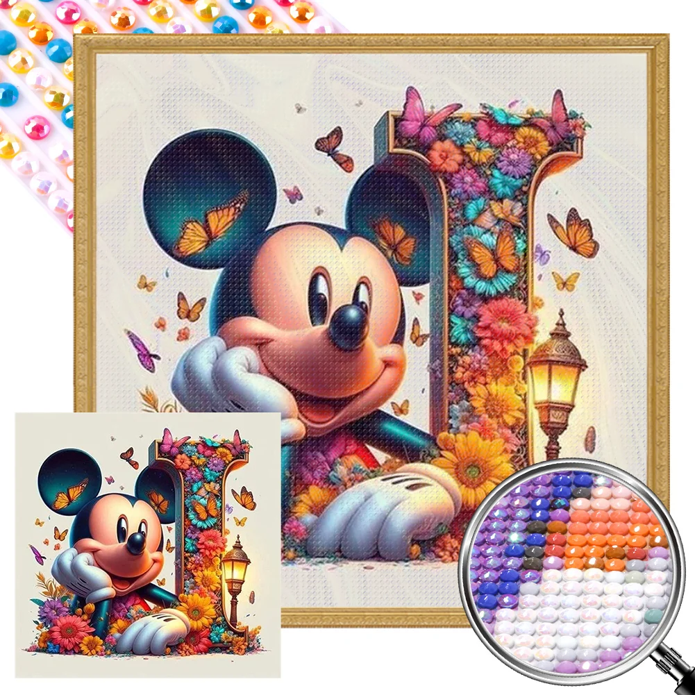 Partial AB Diamond Painting - Full Round Drill - Mickey Minnie Letters(Canvas|35*35cm)