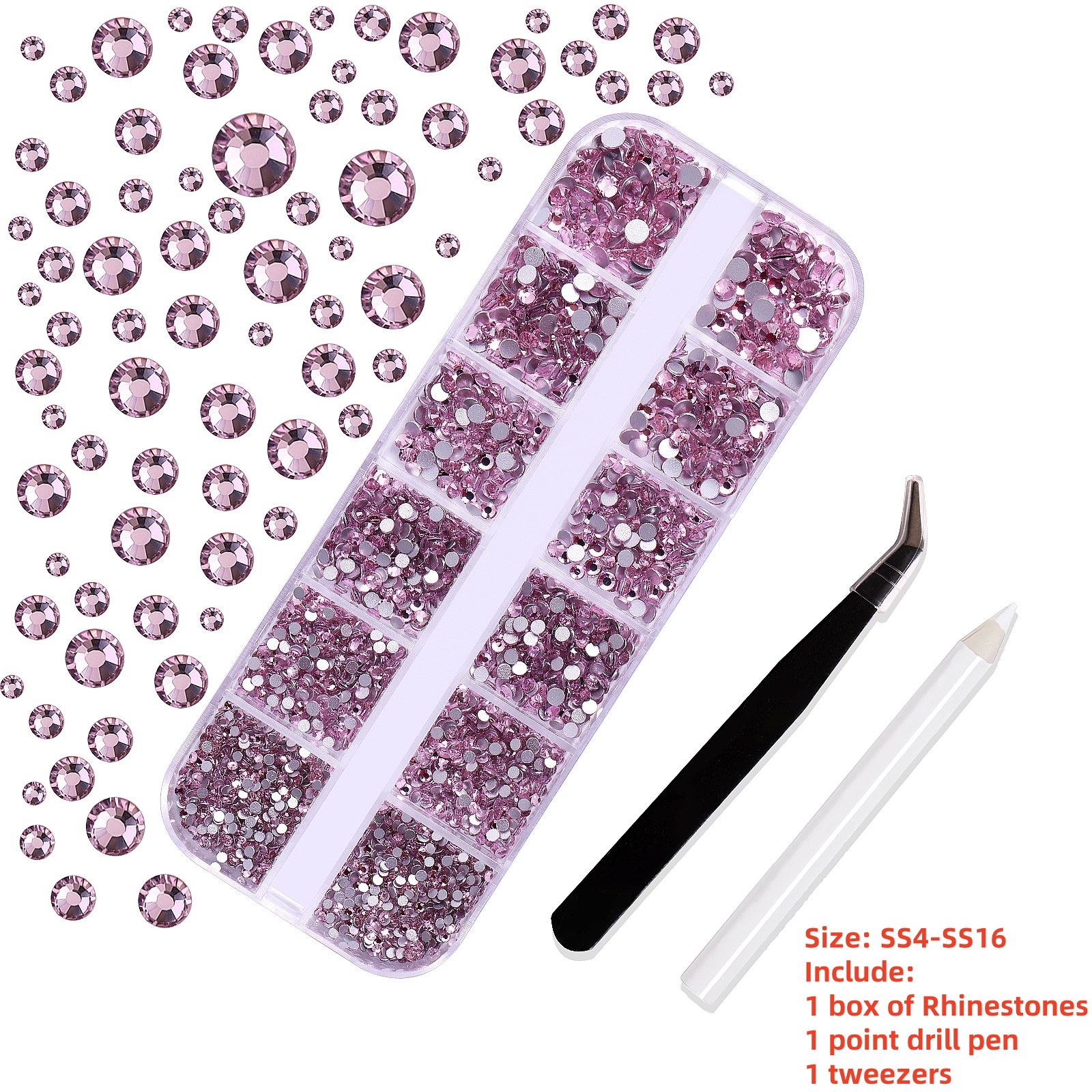 Multi-Size Nail Rhinestones Kit 3D Crystal AB DIY Nail Art Decors Diamond Gems Glitter Manicure Point Drill Pen Tweezers Tools #
