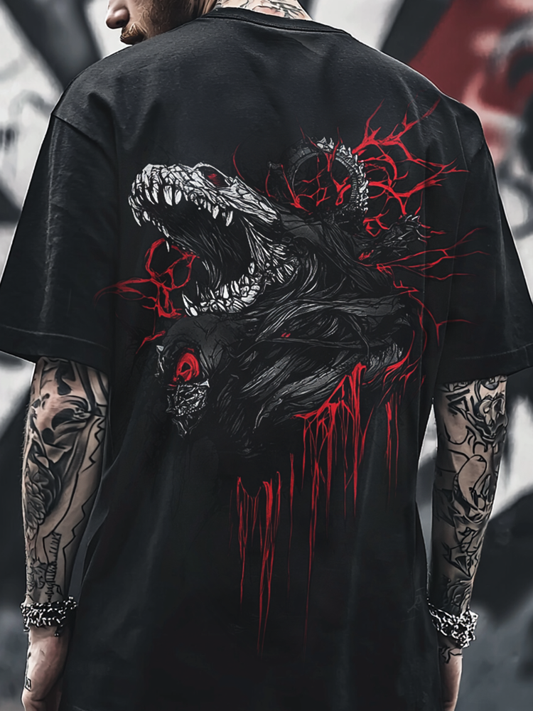 Shoptechwear Art Satanic Skull Cerberus Oversized Unisex Casual T-shirt