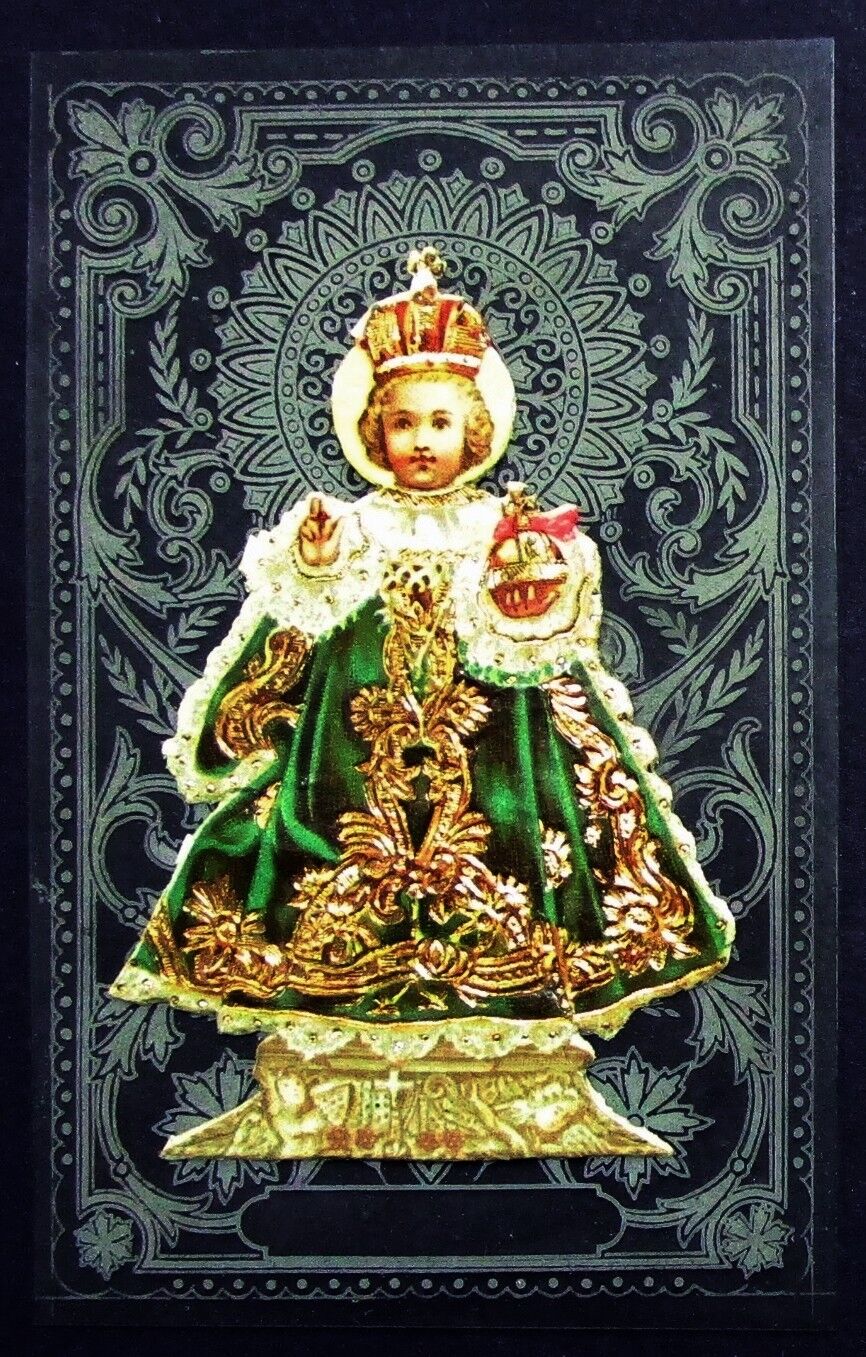 Prague Jesus Child Holy Icon Devotional Picture Embossed On Plastic (Flo-4480