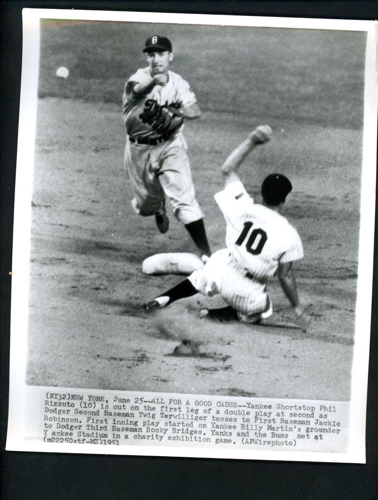 Wayne Terwilliger & Phil Rizzuto 1951 Press Photo Poster painting Brooklyn Dodgers Yankees