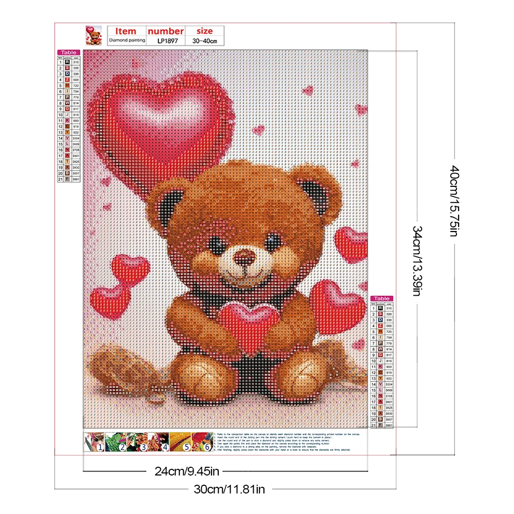 Diamond Painting - Full Round Drill - Love Bear(Canvas|30*40cm)