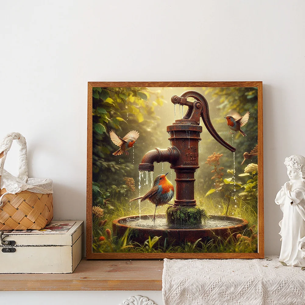 Diamond Painting - Full Round Drill - Water Well Bird(Canvas|30*30cm)