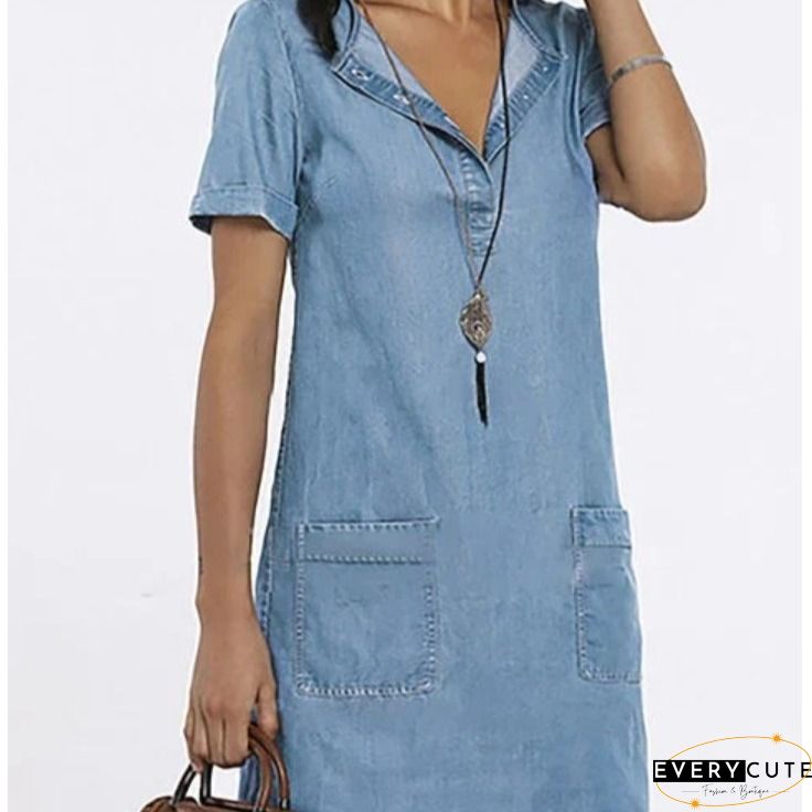 Casual Denim A-Line Weaving Dress