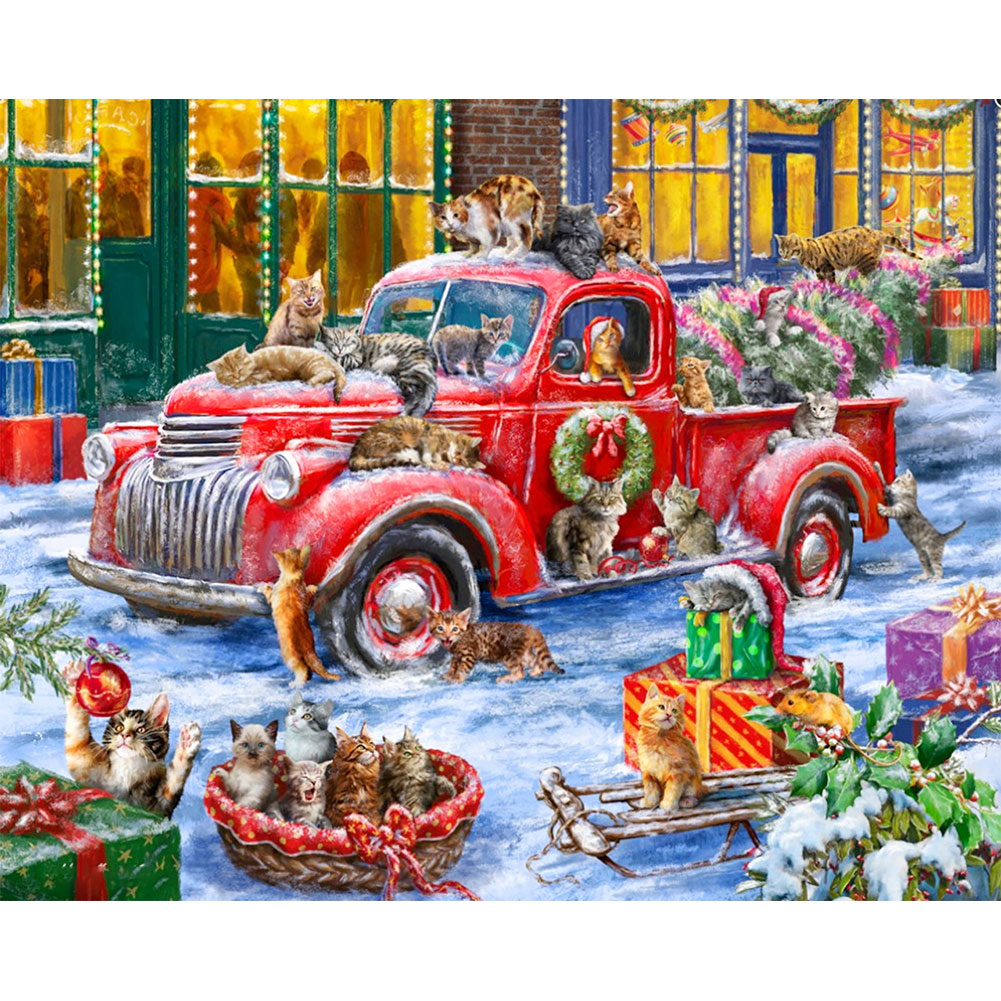 

Santa Car Cat Dog - Round Drill Diamond Painting - 50*40CM, 501 Original